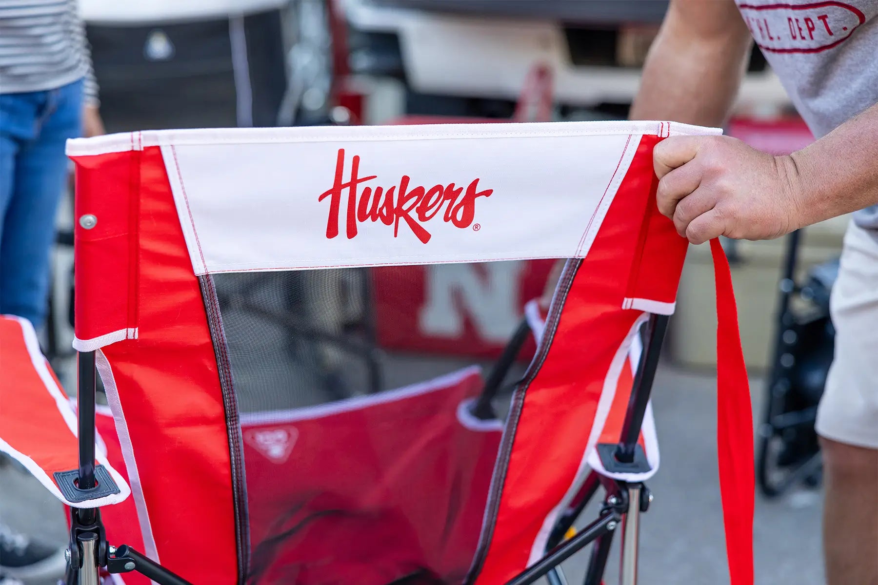 The back of the Nebraska Comfort Pro Rocker that says Huskers on the back. 