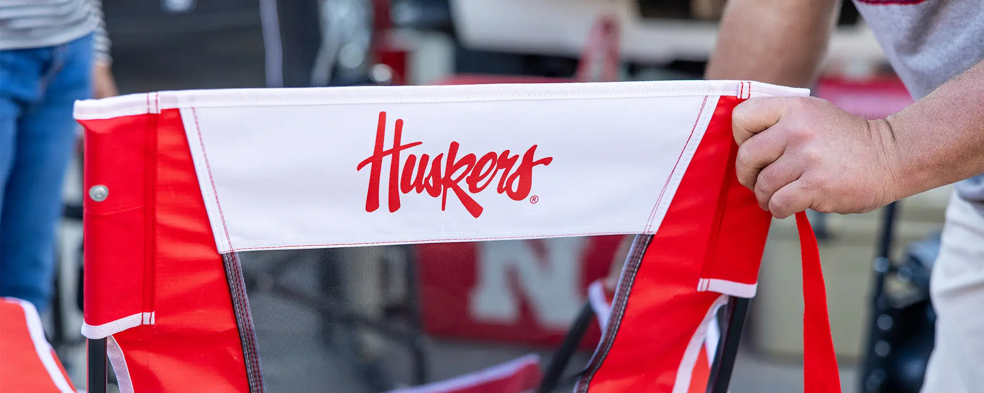 The back of the Nebraska Comfort Pro Rocker that says Huskers on the back. 