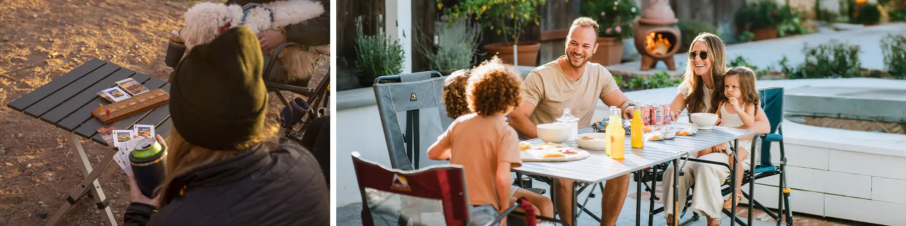 A woman playing cards on a compact camp table 20. 