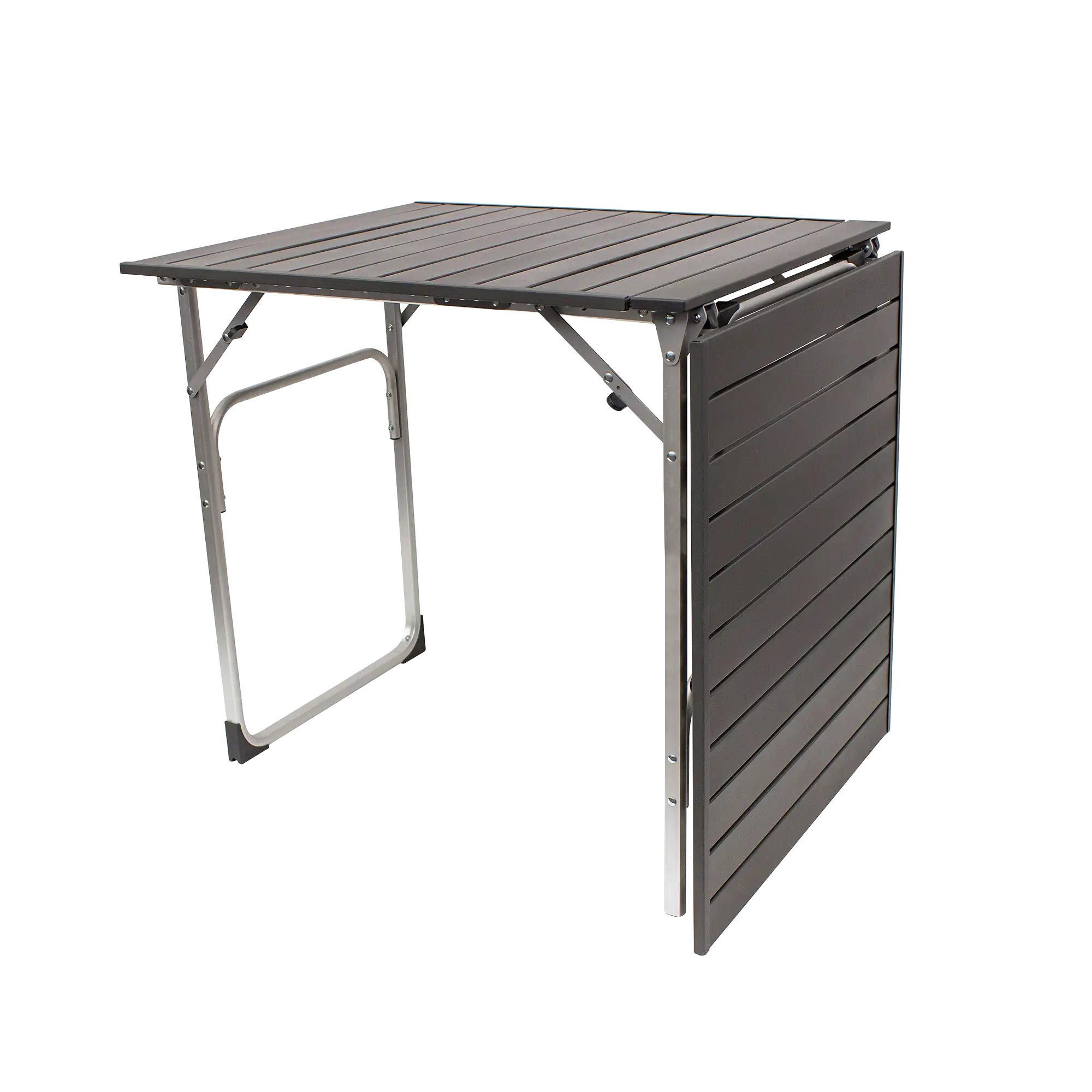 Slim-Fold Table, Black Chrome, Half Fold Standing