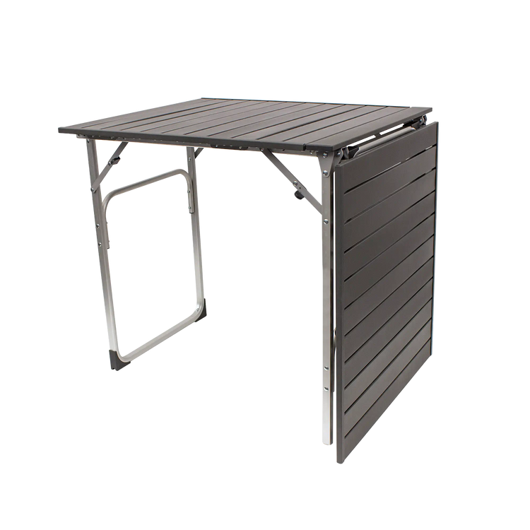 Slim-Fold Table, Black Chrome, Half Fold Standing