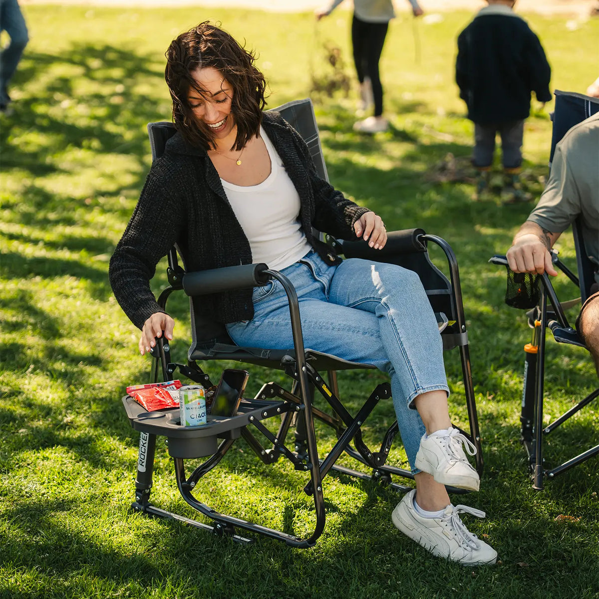 Sideway Rocker Stowaway Rocker with Side Table | GCI Outdoor