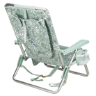 Back right angle of the Backpack Beach Chair in floral pastel green print.