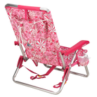 Back right angle of the Backpack Beach Chair in floral sport pink print.
