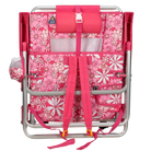 Front angle of the backpack straps on the folded Backpack Beach Chair in floral sport pink print.