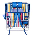 Front angle of the backpack straps on the folded Backpack Beach Chair in multi stripe print.