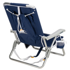 Back right angle of the Backpack Beach Chair in nautical blue.