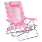Front right angle of the Backpack Beach Chair in pink lotus print.