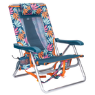 Front right angle of the Backpack Beach Chair in tropical escape print.
