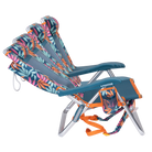 Side view of the recline positions on the Backpack Beach Chair in tropical escape print.
