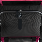 Close-up of the L-hook underneath the sport pink Big Comfort Stadium Chair 2.0.