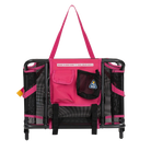 The pack & port caddy on the folded sport pink Big Comfort Stadium Chair 2.0.