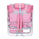 Front angle of the backpack straps on the folded Big Surf with Slide Table in pink lotus.