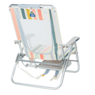 Back right view of the GCI Big Surf beach chair in retro beach stripes print.
