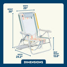 Dimension overview of the Big Surf Chair with Slide Table, showing labeled height, width, depth, and seat height.