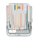 Back angle of the folded Big Surf with Slide Table in retro beach stripes print.