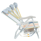 Side view of the recline positions on the Big Surf with Slide Table in retro beach stripes print.