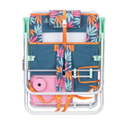 Front angle of the folded Big Surf with Slide Table in tropical escape print.
