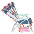 Side view of the recline positions on the Big Surf with Slide Table in tropical escape print.