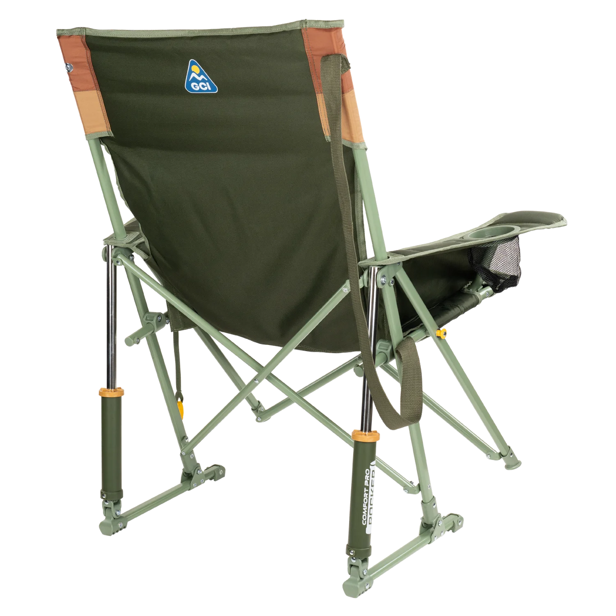 Back right view of the olive Comfort Pro Insulated Rocker.