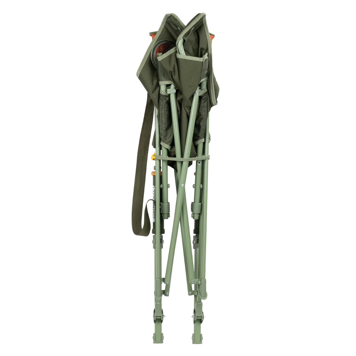 Front view of the folded olive Comfort Pro Insulated Rocker.