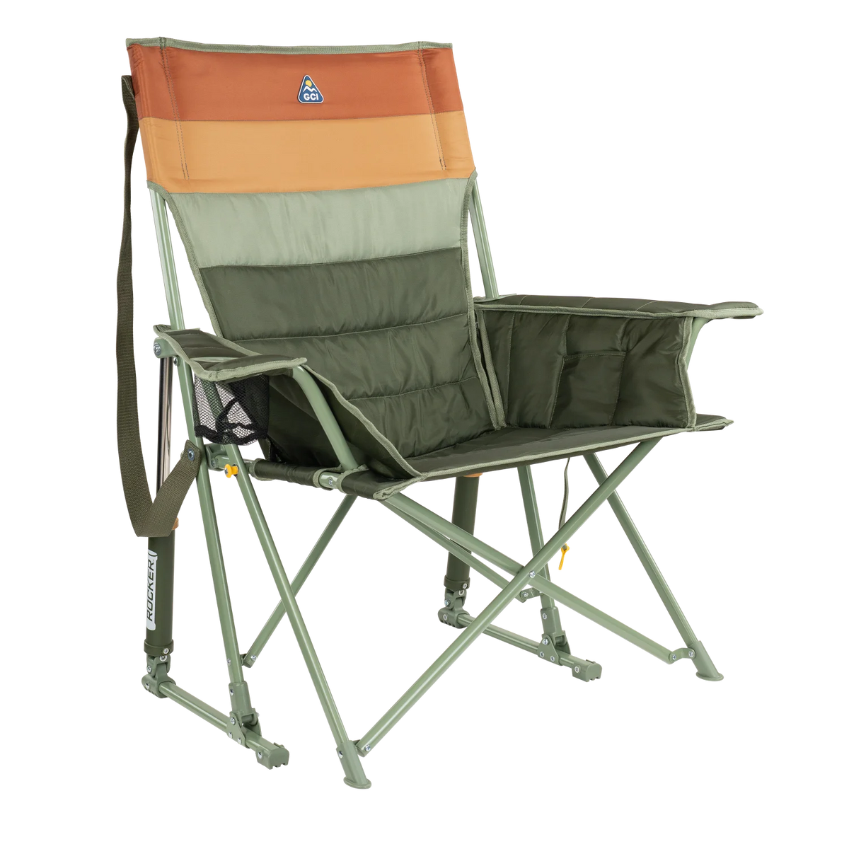 Front right view of the olive Comfort Pro Insulated Rocker.