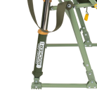 Close up view of the Spring-Action shocks on the olive Comfort Pro Insulated Rocker.