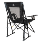 Back right angle of the Americana black comfort pro rocker.