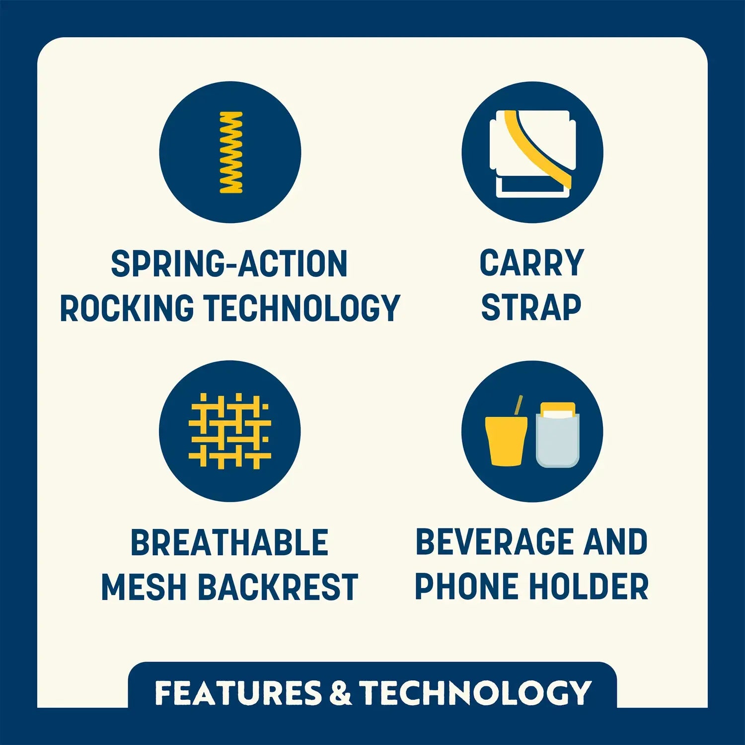 Features and technology overview of the Americana black Comfort Pro Rocker chair. 