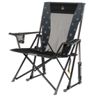 Front left angle of the Americana black comfort pro rocker.