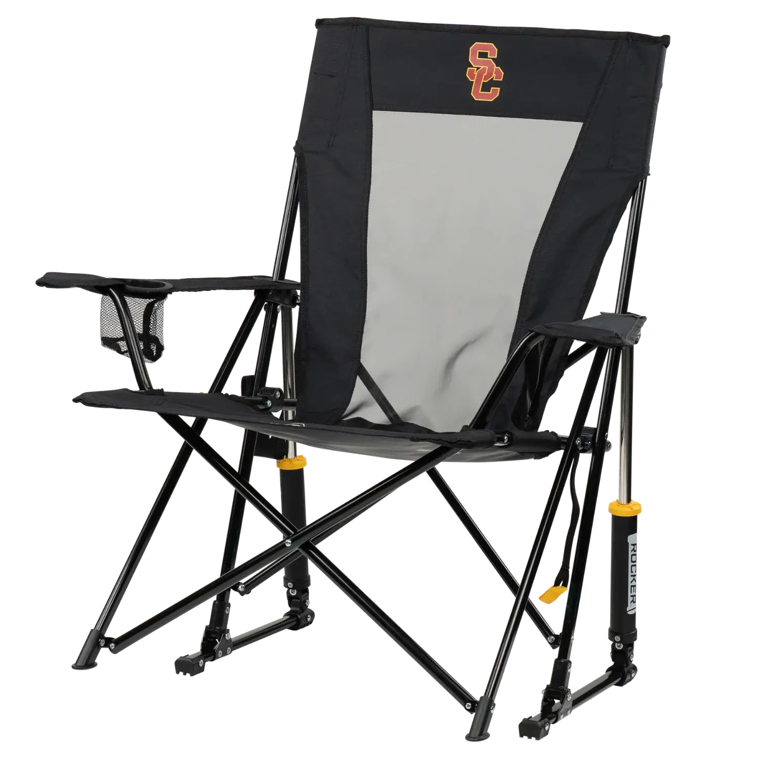 Side angle of Comfort Pro Rocker with USC print.