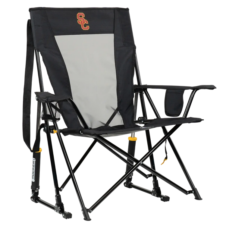 Side angle of Comfort Pro Rocker with USC print.