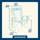 Dimensions overview of the Pastel Green Comfort Pro Rocker. 