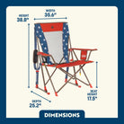 Comfort Pro Rocker with cupholder showing the dimensions.