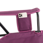 Close-up of the phone pocket on the heathered berry Comfort Pro Rocker XL.