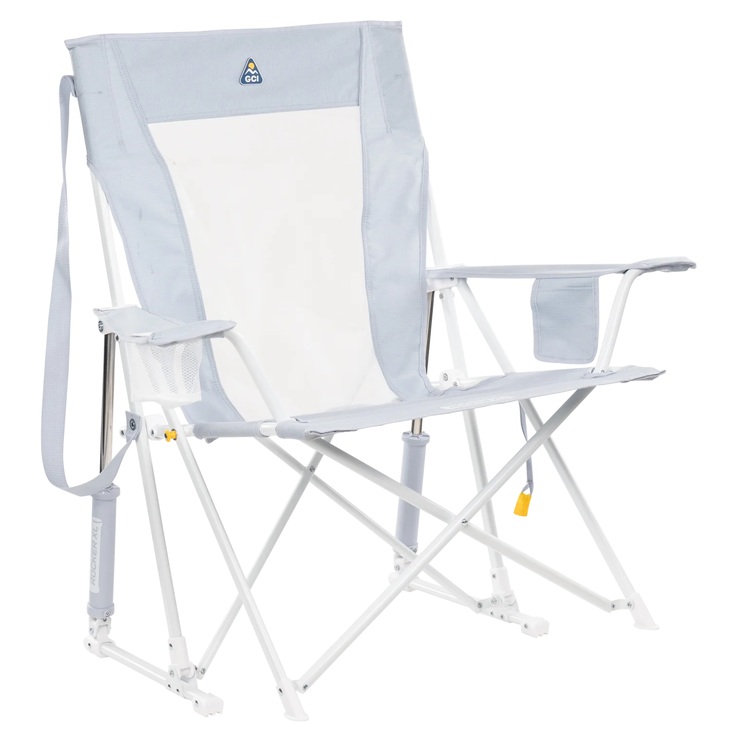 Front right view of the Heathered Light Blue Comfort Pro Rocker XL.
