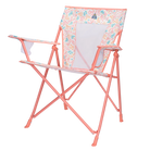 Front left angle of the Comfort Quad Chair in coral sundress print.