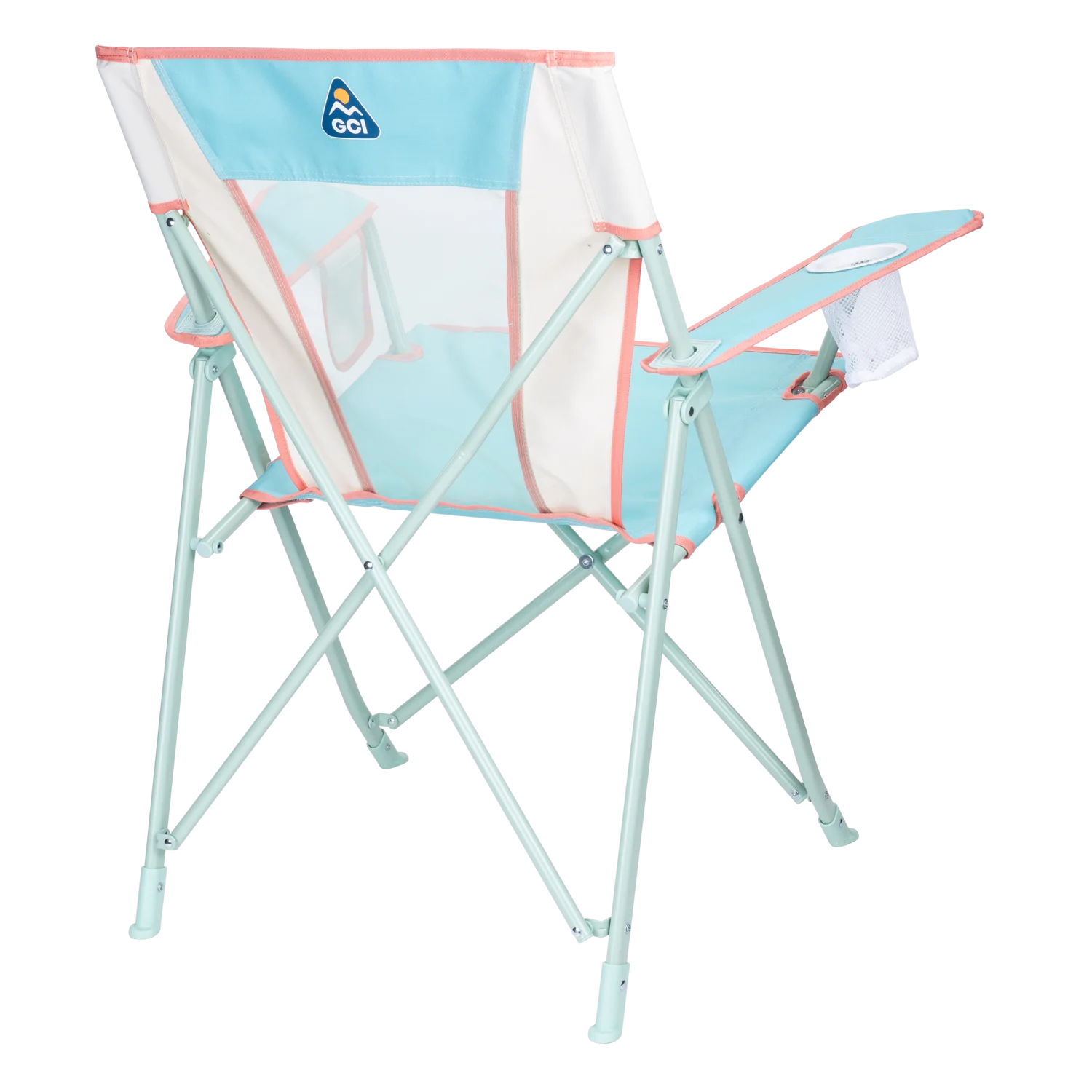 Back right angle of the Comfort Quad Chair in ivory color block.