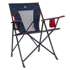 The front right angle of the indigo/red Comfort Quad Chair. 