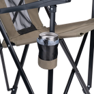 Close-up of the cup holder on the aged fatigue Eazy Chair.