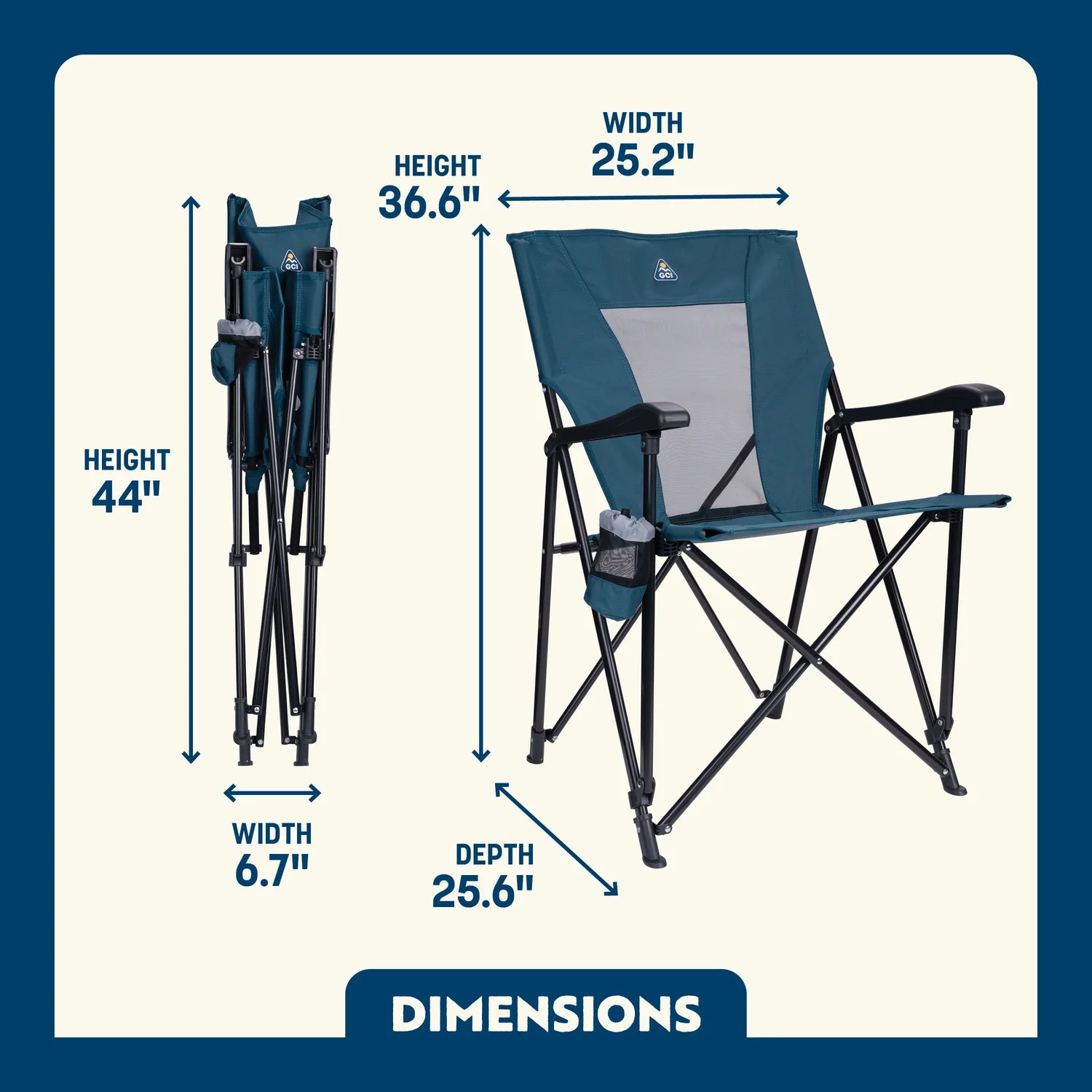 Dimensions of the teal eazy chair.