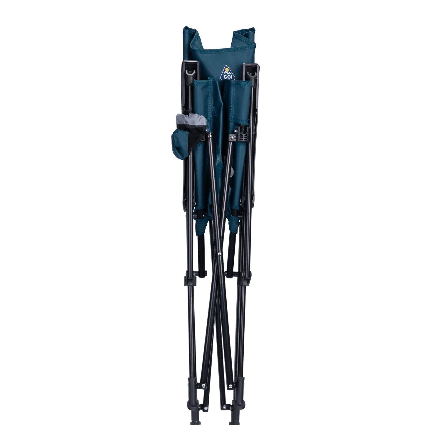 The teal eazy chair folded up.