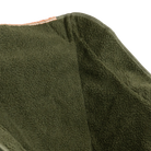 Close up view of the soft fleece fabric on the olive Fleece Rocker.