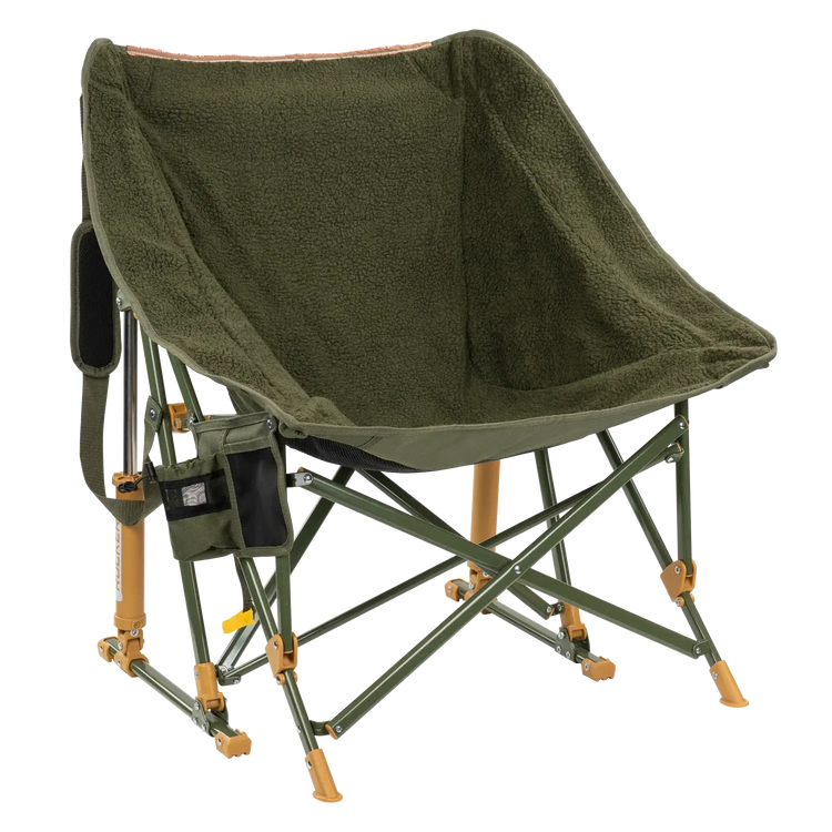 Front right view of the olive Fleece Rocker.