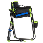 Side view of the folded Freestyle Rocker in blue/green shockwave.