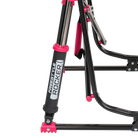 Close-up of the Spring-Action shocks on the pink shockwave Freestyle Rocker.