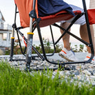 Shock-absorbing spring mechanism of the freestyle rocker on rocky ground.