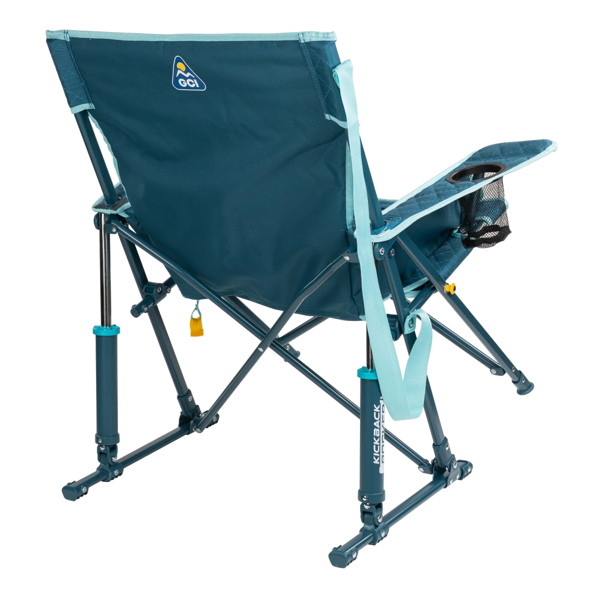 Back right view of the teal Kickback Insulated Rocker.