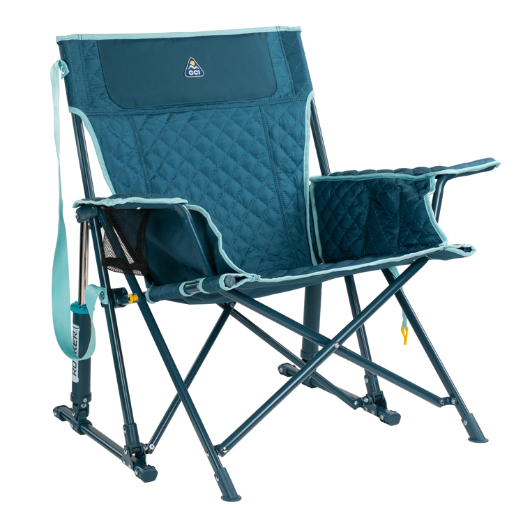 Front left view of the teal Kickback Insulated Rocker.