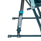 Close up view of the Spring-Action shocks on the teal Kickback Insulated Rocker.